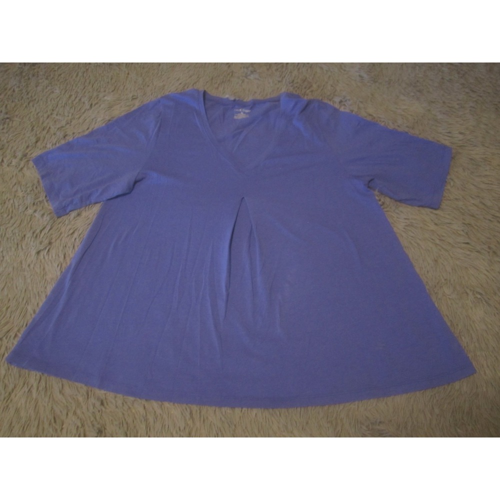Huetique Shirt Womens XL Purple V-Neck Short Sleeve Top Cotton Blend